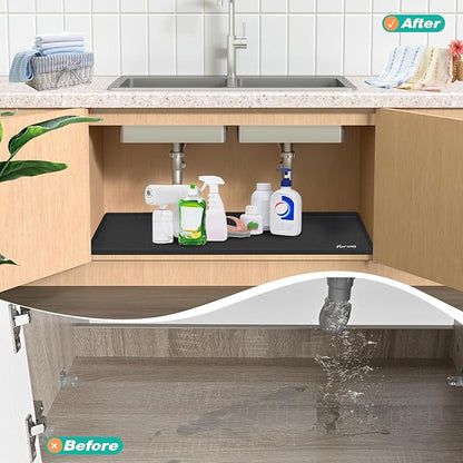 Waterproof Under Sink Mat 34" x 22", Silicone Cabinet Liner, Rubber Protector - Image 6