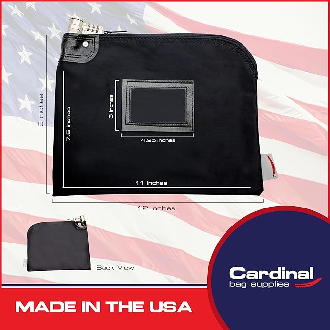 Heavy-Duty Money Bag with Lock – 9" x 12" Water-Repellent Laminated Nylon Bank - Image 2