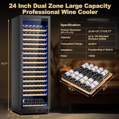 Upgraded 190 Bottles Wine Cooler Refrigerator, 24 Inch Wide Wine Fridge - Image 2