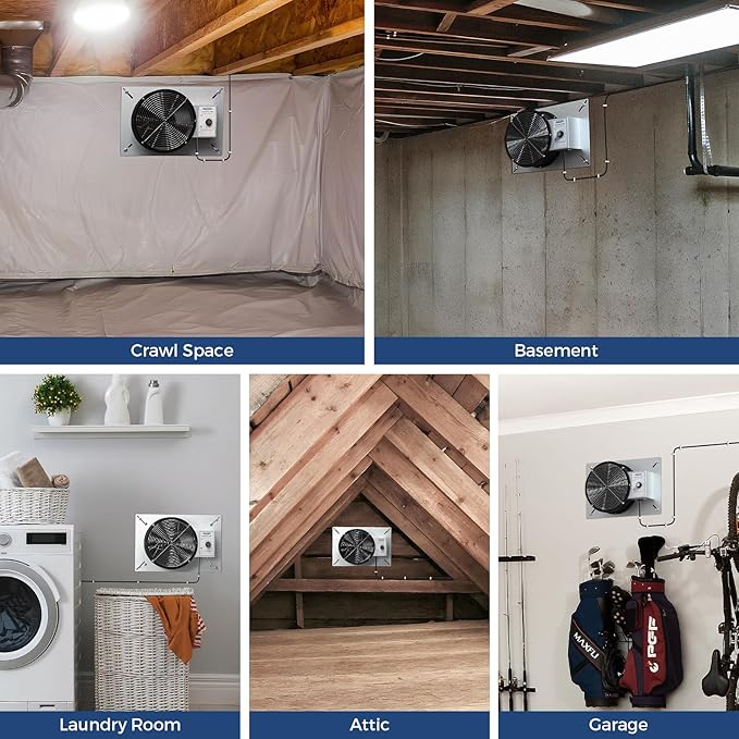 ALORAIR 720 CFM High Flow Powered Crawl Space Ventilation Fan, IP55 Rated 10" - Image 6
