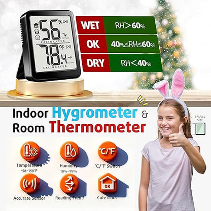 Antonki 2 Pack Room Thermometer Small Hygrometer Indoor Humidity Monitor Sensor - Image 2