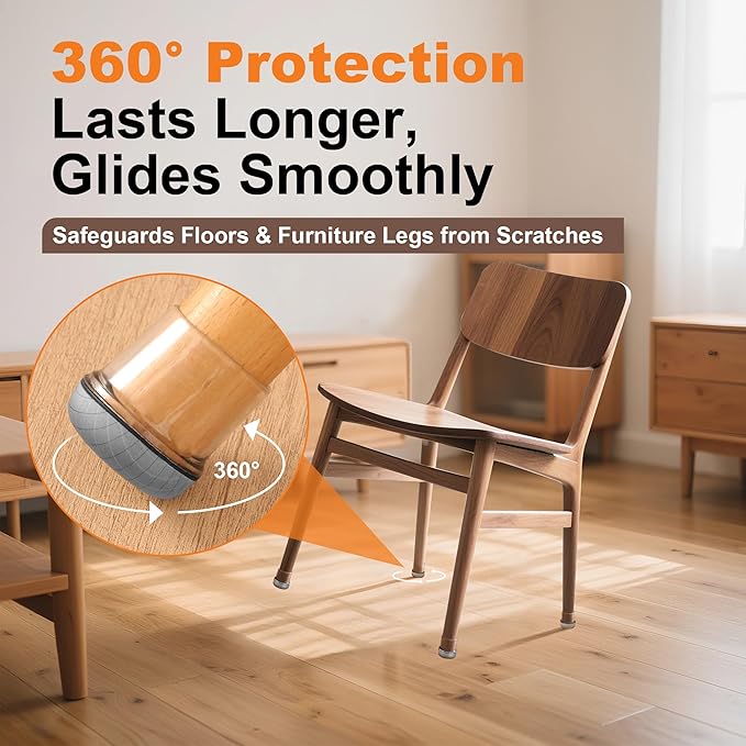 Chair Leg Floor Protectors for Hardwood Floors – Smooth Nylon Base Won’t Trap - Image 6