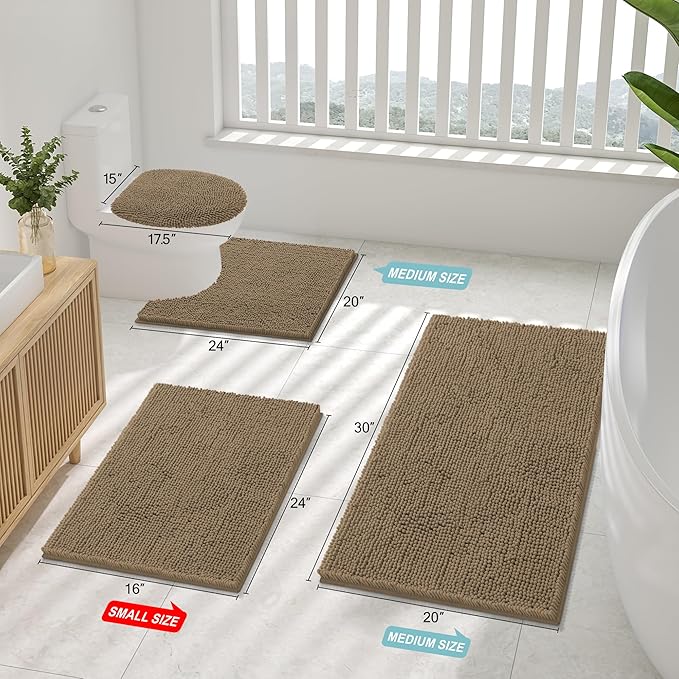 Smiry Luxury Chenille Bathroom Rugs 71x47, Extra Soft and Absorbent Shaggy Bath - Image 2