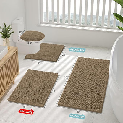 Smiry Luxury Chenille Bathroom Rugs 40x32, Extra Soft and Absorbent Shaggy Bath - Image 2