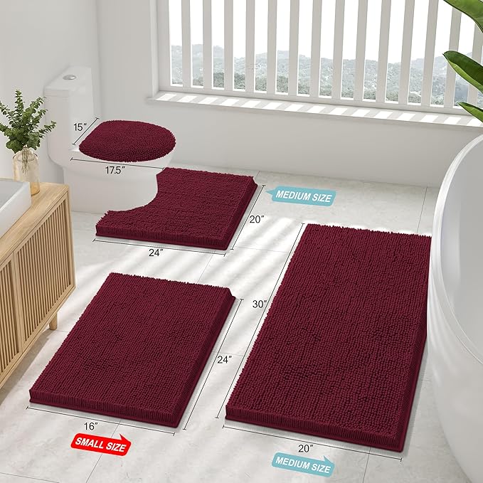 Smiry Luxury Chenille Bathroom Rugs 44x32, Extra Soft and Absorbent Shaggy Bath - Image 2