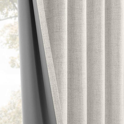 CUCRAF Linen 100% Blackout Curtains 108 Inch Length 2 Panels Set, Back Tab and - Image 6