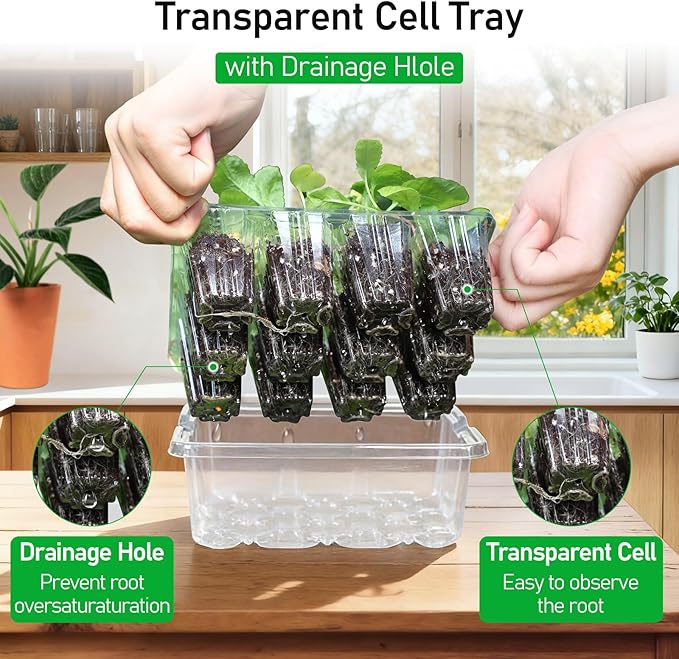 MIXC Seed Starter Tray with Elevated Lid, 120 Cells Seed Starter Kit with - Image 5