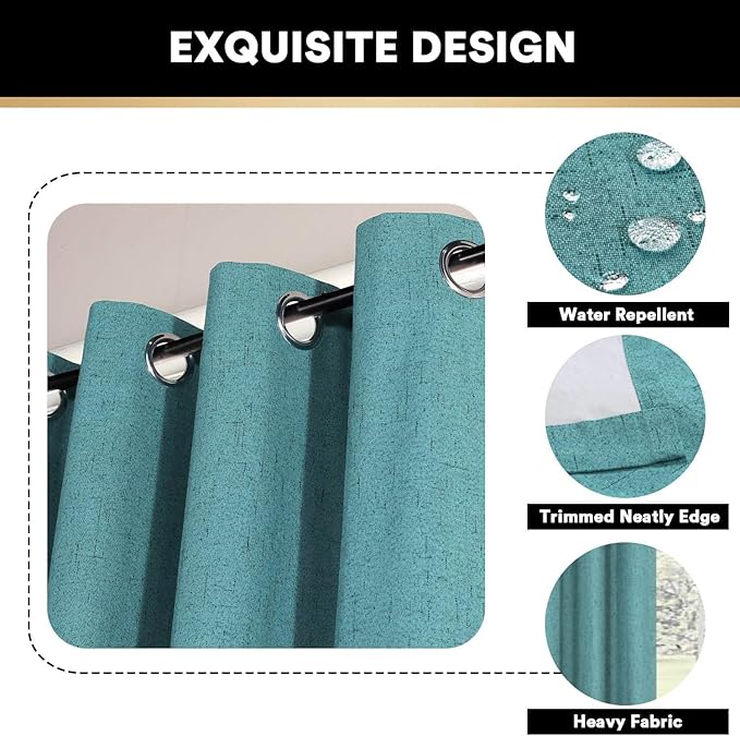 PrinceDeco 100% Blackout Curtains 108 Inches Long Thermal Insulated Textured - Image 6