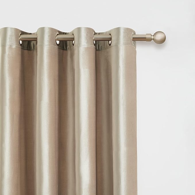 Champagne Velvet Curtains 84 inch: Beige Luxury Elegant Living Room Curtain - Image 2