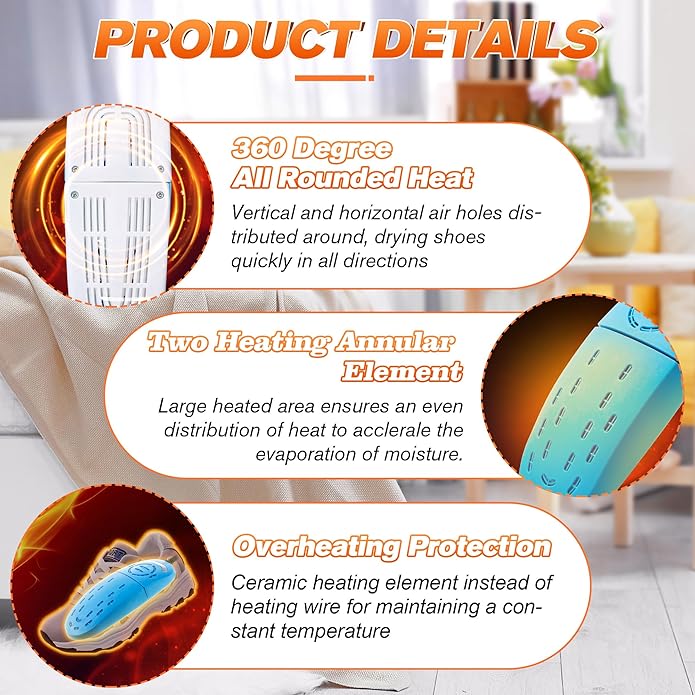 Shoe Dryers Portable, Boot Dryer, Telescopic Electric Shoe Warmer Machine - Image 2