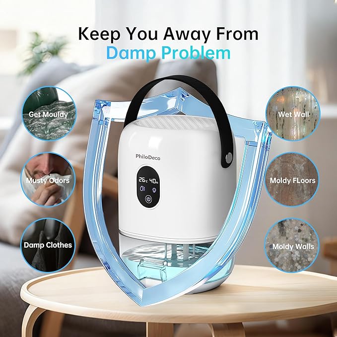 PHILODECO 280 Sq. Ft 35 OZ Dehumidifier, Portable Small Dehumidifiers - Image 5