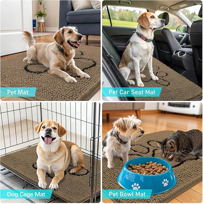 OLANLY Dog Door Mat for Muddy Paws 40x32, Paw Print Design, Absorbs Moisture - Image 7