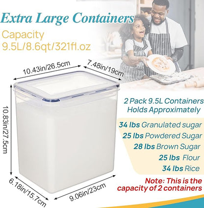 Vtopmart 9.5L 2 Pack Extra Large Flour Sugar Storage Containers - Image 2