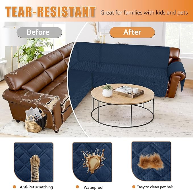Arfntevss Waterproof Sectional Couch Covers L Shape Washable Velvet Sofa Cover - Image 7