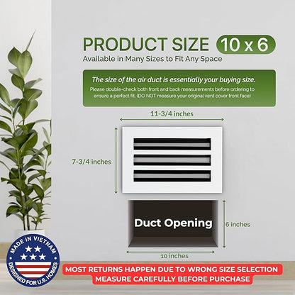 Modern Air Vent Cover 10x6 – Aluminum Linear Slot Diffuser, Decorative White - Image 3