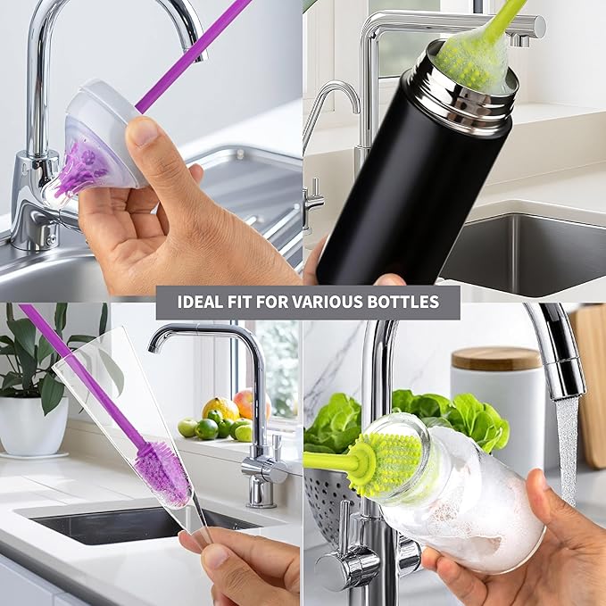 A-Brush Silicone Bottle Cleaner Brush, 2 Piece Set, Long Handle - Image 5