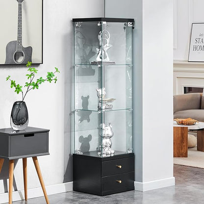 Yoluckea 3 Shelves Glass Display Cabinet - Image 8