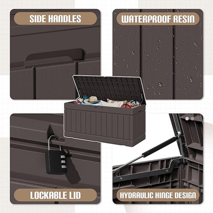 JUMMICO 78 Gallon Outdoor Deck Box Large Resin Storage Box - Image 2