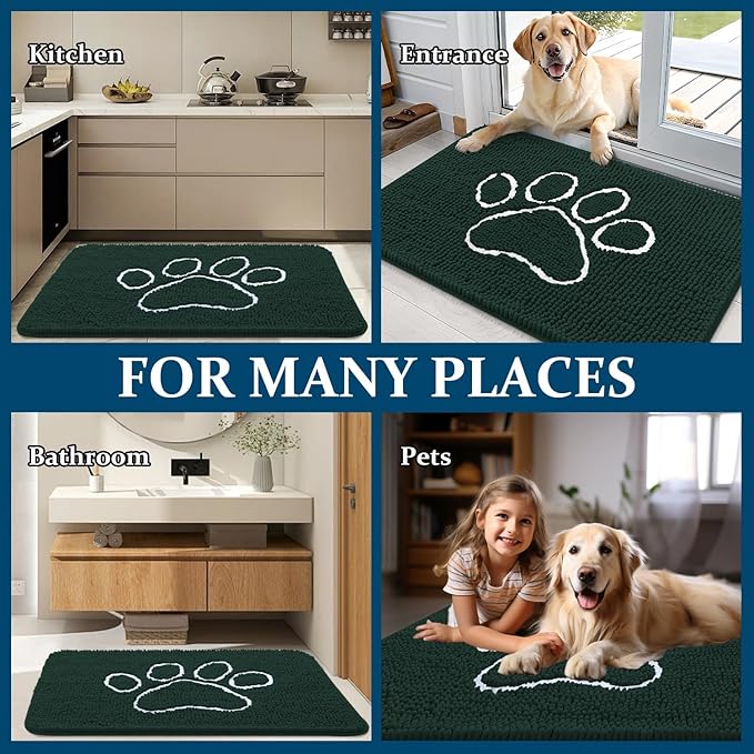 OLANLY Dog Door Mat for Muddy Paws 40x32, Paw Print Design, Absorbs Moisture - Image 8