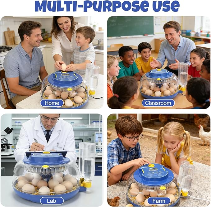 Advanced 18-Egg Incubator for Hobbyists, Dual-Size Egg Trays, Custom Incubation - Image 9