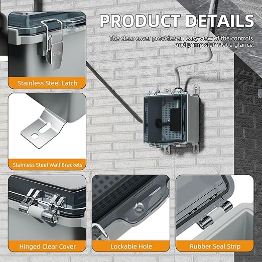 Joinfworld 6x6x4 Outdoor Electrical Box Weatherproof Junction Box Plastic Clear - Image 4