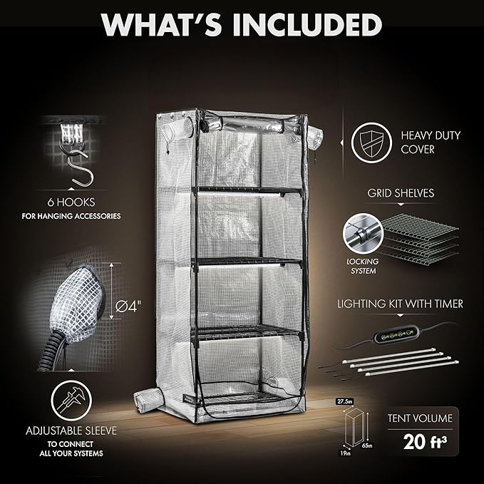 Mushroom Grow Tent with Light and Timer, Indoor Greenhouse with Grow Light - Image 6