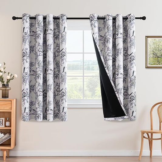 H.VERSAILTEX Floral 100% Blackout Curtains 63 inch Length 2 Panels Vintage by HVERSAILTEX