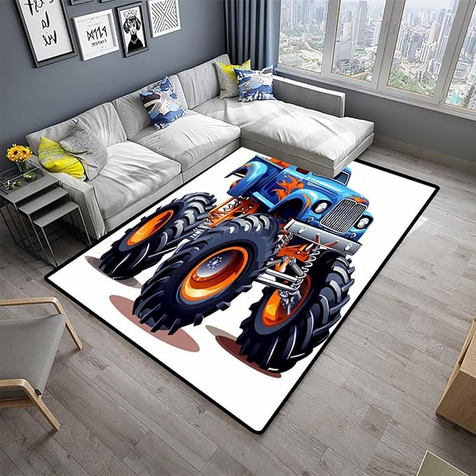 Area Rug - Cartoon Monster Truck Printing Patterns Reversible Area Rugs Fade - Image 2
