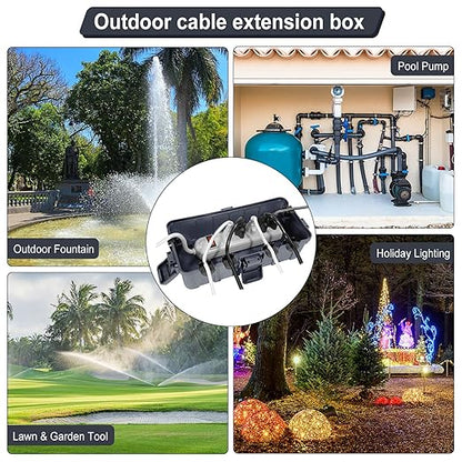 Medium Outdoor Electrical Box, IP54 Waterproof Extension Cord Cover w/ 6 Cable - Image 7
