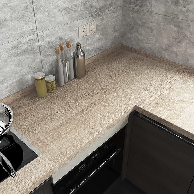 Gray Brown Wood Grain Contact Paper Waterproof Faux Wood Wallpaper Peel and - Image 3