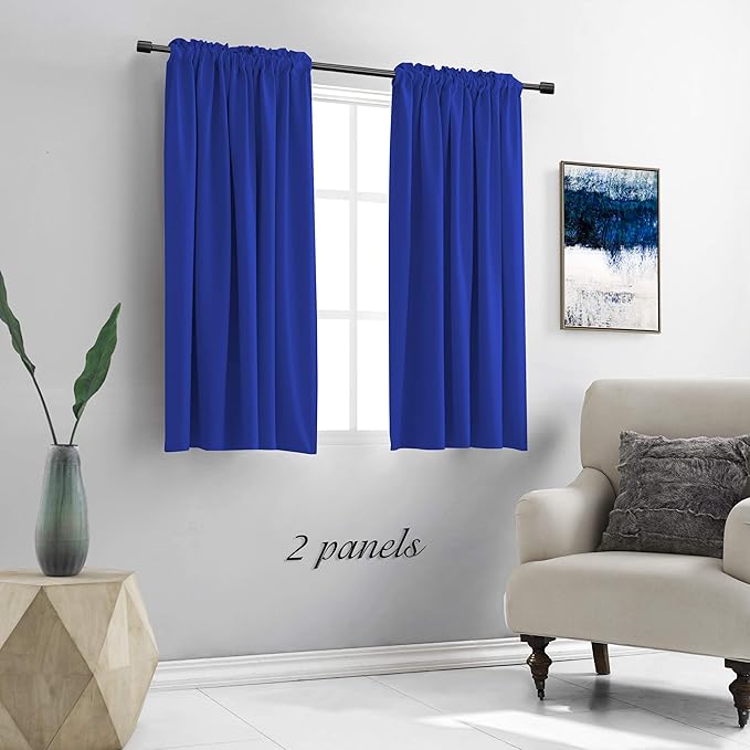 DONREN 48 Inch Curtains Deep Blue Blackout Curtains - Image 2