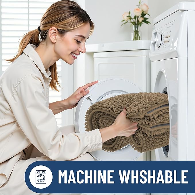 Smiry Luxury Chenille Bathroom Rugs 47x20, Extra Soft and Absorbent Shaggy Bath - Image 6