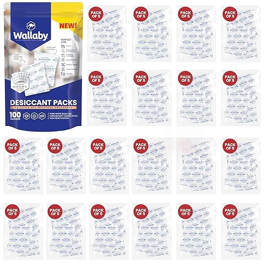 Wallaby 5 gram Food Safe Pure White Silica Gel Desiccant Dehumidifier Packs by WallabyGoods