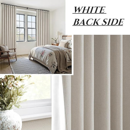 Natural Linen Black Out 54 Inches Long Boho Small Curtains 2 Panels Set - Image 6
