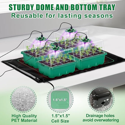Seed Starter Tray with Grow Light & Heat Mat- 4 Pack 48 Cell Durable Easy Use - Image 5