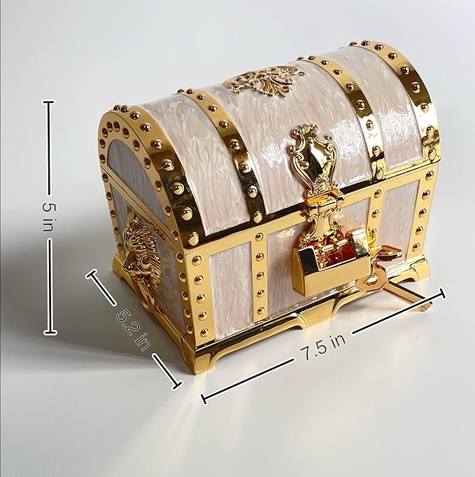 Large Double-layer Retro Metal Jewelry Chest, Pirate-style Lion Head Relief - Image 3