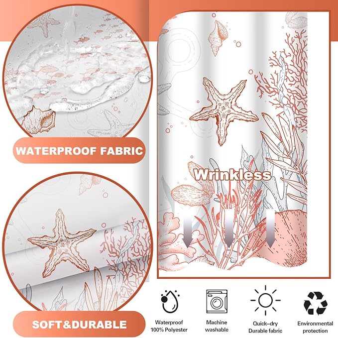 Extra Long No Hook Shower Curtain - Image 3