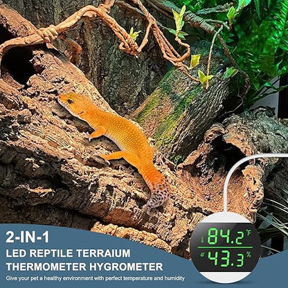 USB Power Supply LED Digital Reptile Thermometer Hygrometer, 10s Refresh Speed - Image 2
