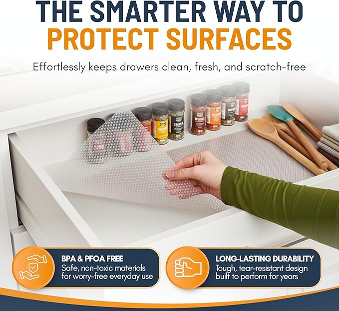 Shelf Liner Drawer Liner for Kitchen Cabinets Non-Adhesive by Linda’s Essentials - Image 2