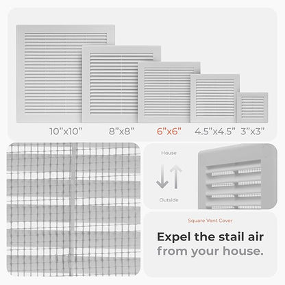 2-Pack 8" x 8" Square Air Vent Cover – White Plastic Vent Deflector - Image 3