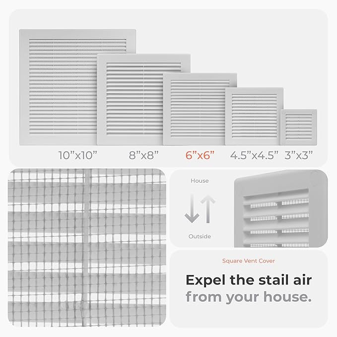 8" x 8" Square Air Vent Cover – White Plastic Vent Deflector - Image 3