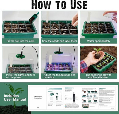 6 Pack Seed Starter Kit with Grow Light 72 Cells Plant Starter Trays with 3.9 - Image 6