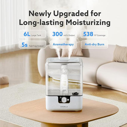 CHIVALZ Humidifiers for Bedroom Large Room Home, 6L Cool Mist Humidifier for - Image 2