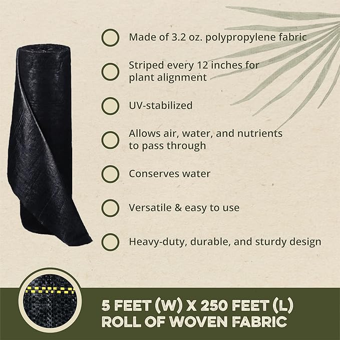 Dewitt Pro-5 Weed Barrier Fabric 5 oz, 5 x 250 Feet – Heavy-Duty Woven - Image 2