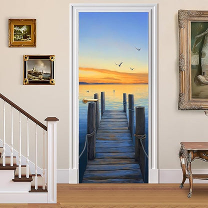 3D Door Stickers, Peel and Stick Vinyl Wallpaper, Self-Adhesive Mural Door Cover by BVBOX