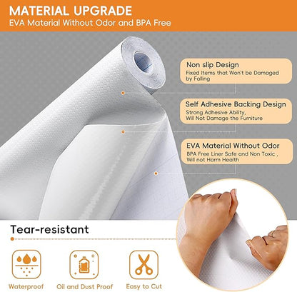 Extra Large White Shelf Liner Roll, Peel and Stick Non Slip Cabinet Liner 24" x - Image 2