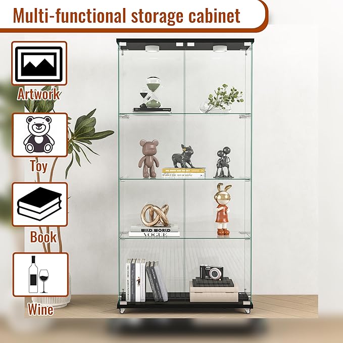 Yoluckea 4-Tier Glass Display Cabinet - Image 4