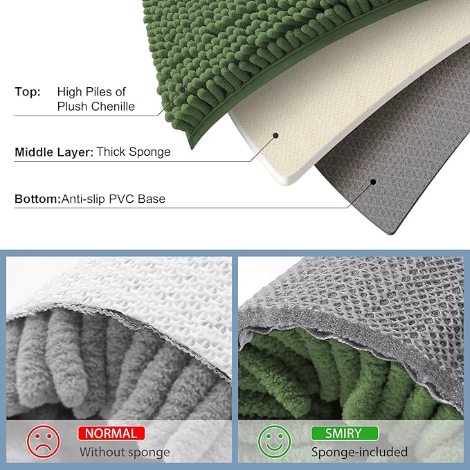 Smiry Luxury Chenille Bathroom Rugs 30x20, Extra Soft and Absorbent Shaggy Bath - Image 5