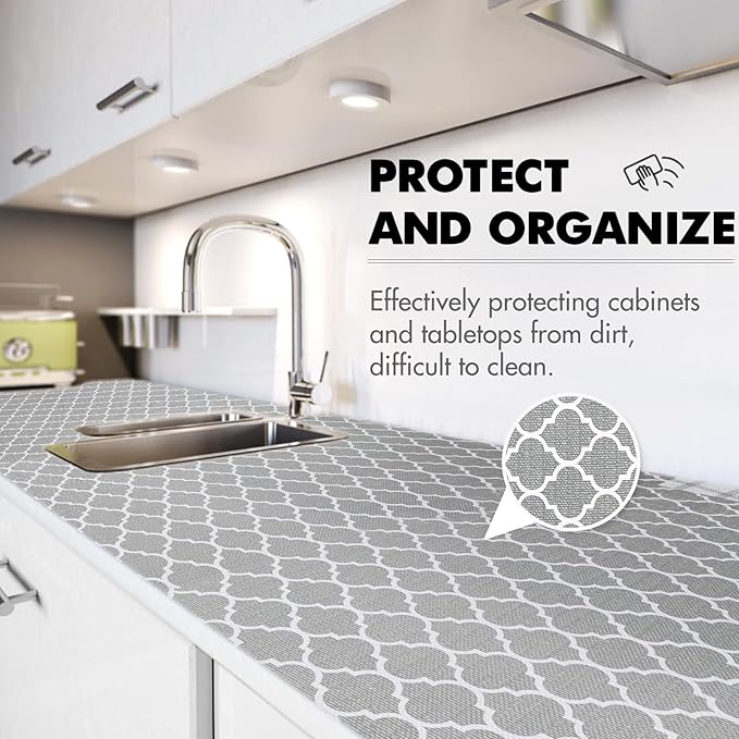 Viseeko Shelf and Drawer Liner for Kitchen Cabinet, Non-Adhesive Cabinet Liners - Image 3