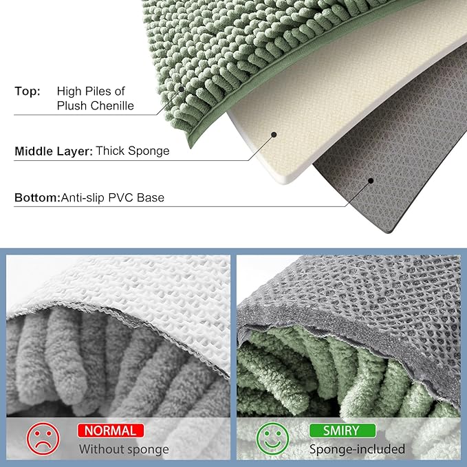 Smiry Luxury Chenille Bathroom Rugs 48x32, Extra Soft and Absorbent Shaggy Bath - Image 5